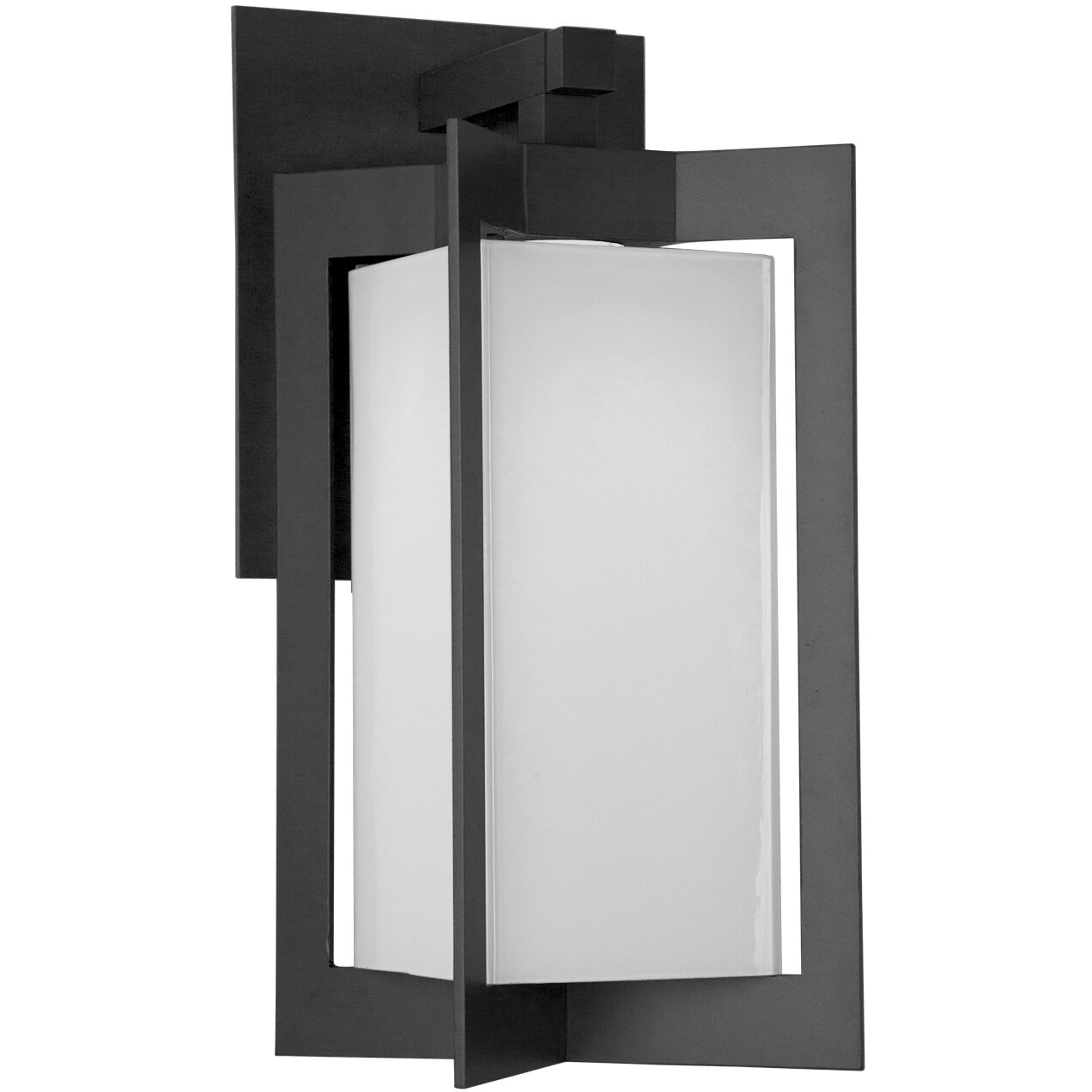 Quad LED Textured Black Outdoor Sconce in Opal with Hammered Texture, Lantern